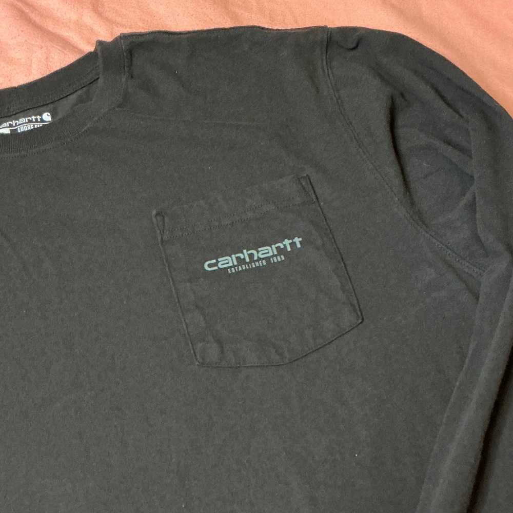 Carhartt Black Long Sleeve Tee with Green Logo - Picture 10 of 13